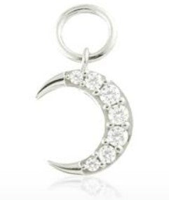 9ct Gold (Yellow or White) CZ Crescent Moon Charm for Huggies or Hoops