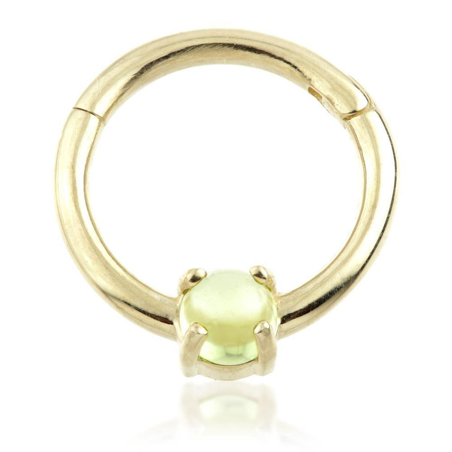 14ct Yellow Gold Peridot Prong Set Hinge Ring - Daith / Septum - ZuZu Jewellery