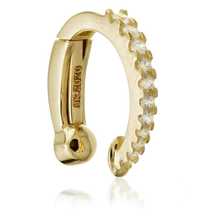 9ct Gold Graduated Crystal Ear Cuff Conch Ring - ZuZu Jewellery