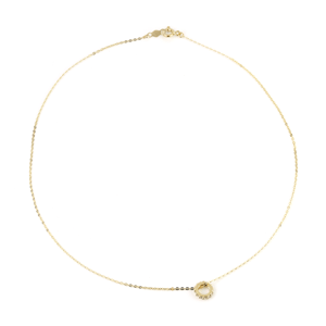 9ct Yellow Gold Choker Necklace with Circular Gem Charm - ZuZu Jewellery