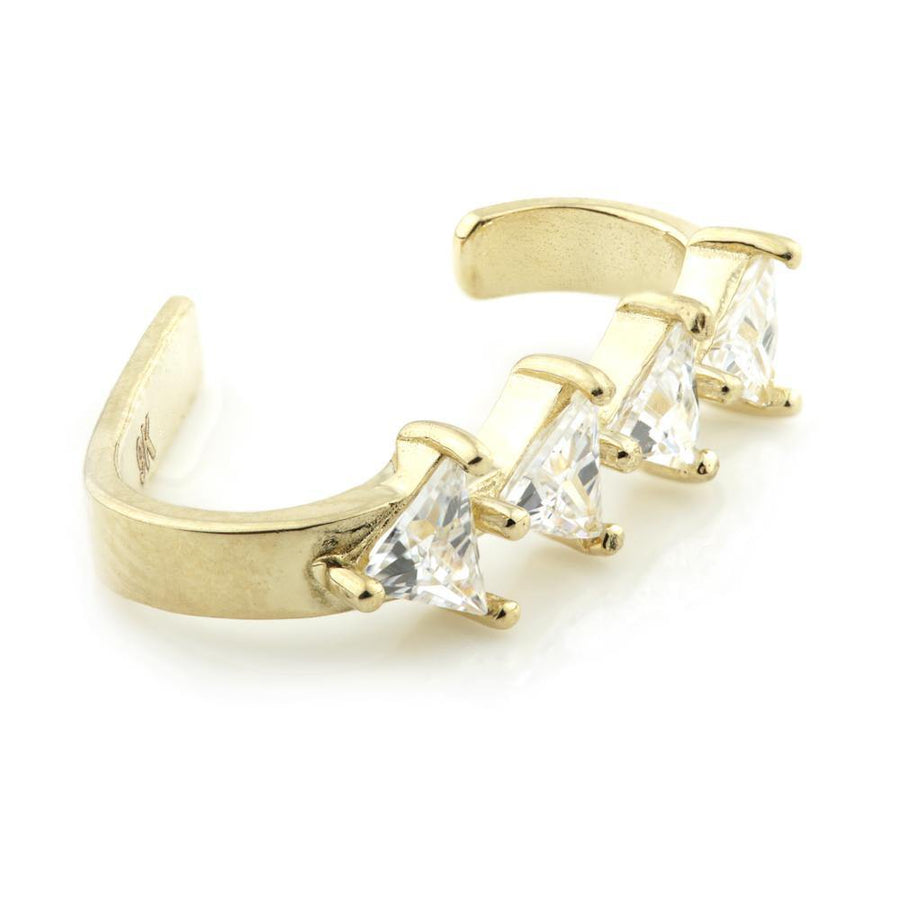 9ct Gold Triangle Gem Conch Ear Cuff - Conch Ring - ZuZu Jewellery