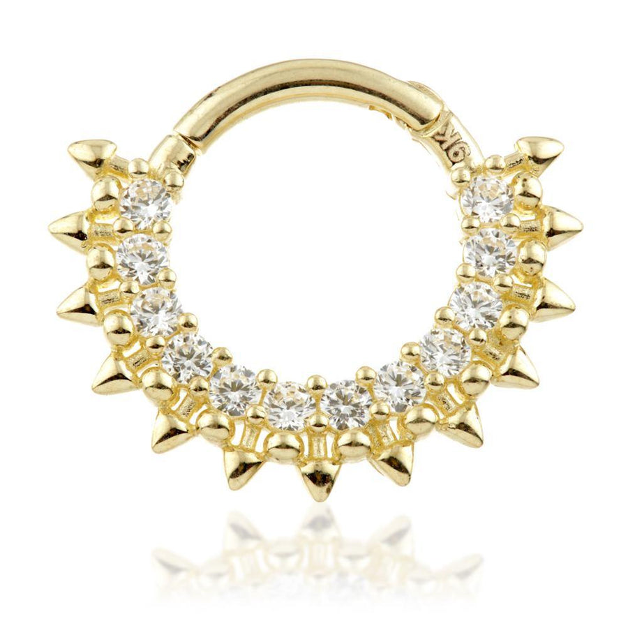 Solid Gold 12 Gem Daith Piercing Ring - ZuZu Jewellery