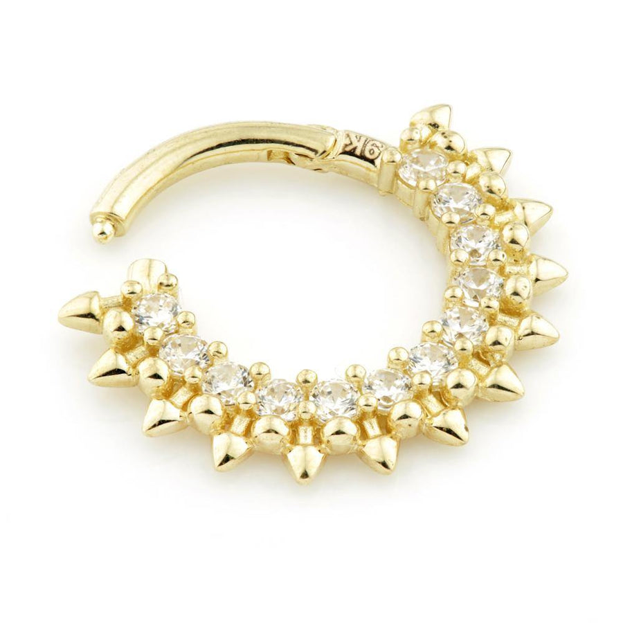 Solid Gold 12 Gem Daith Piercing Ring - ZuZu Jewellery