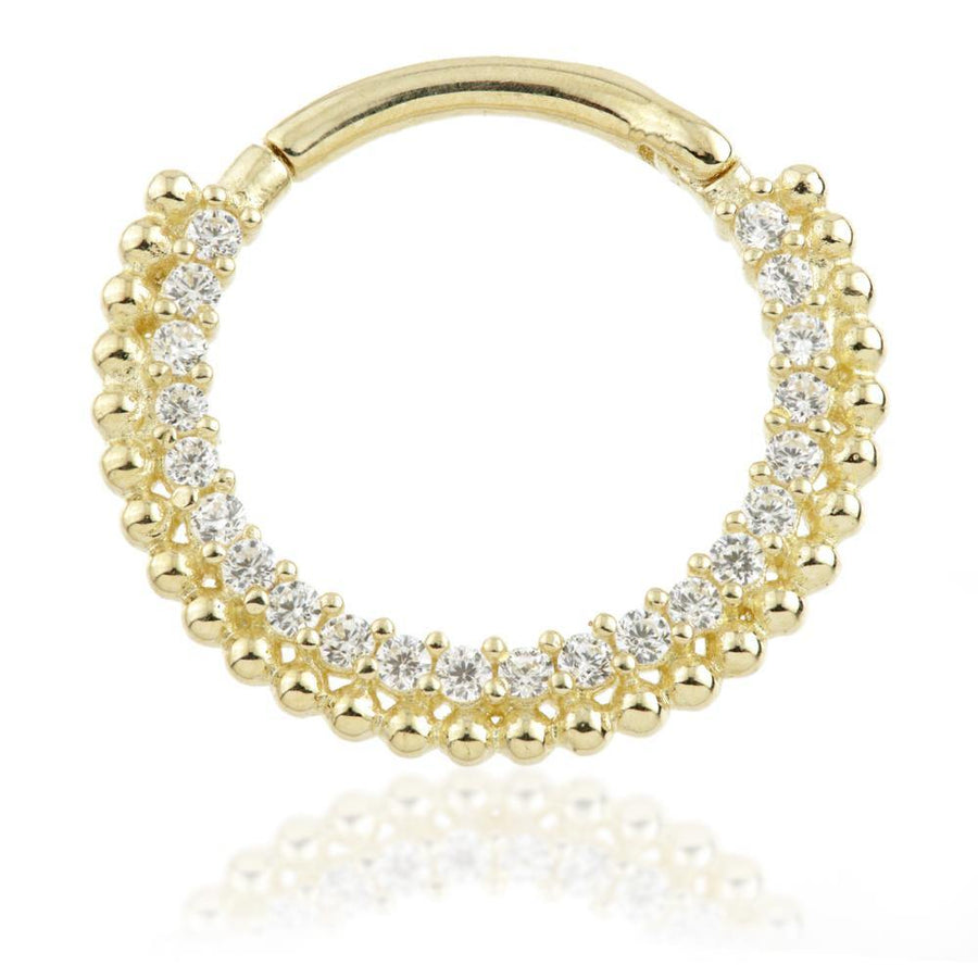 Solid Gold Multi Gem Pavé Daith Ring - ZuZu Jewellery