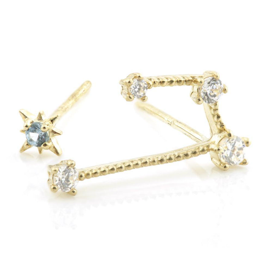 9ct Yellow Gold Gem Constellation Zodiac Stud Earrings - Aries - ZuZu Jewellery