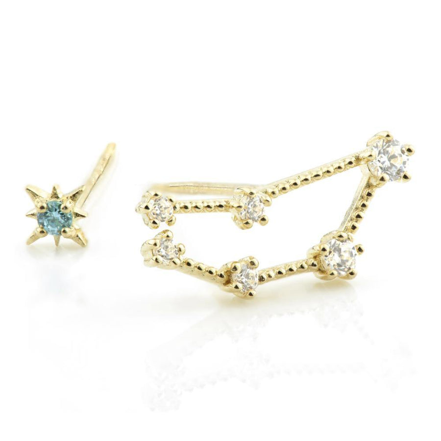 9ct Yellow Gold Gem Constellation Zodiac Stud Earrings - Capricorn - ZuZu Jewellery
