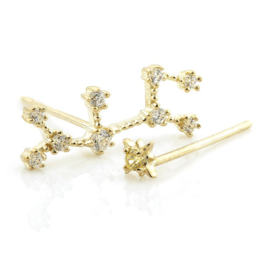 9ct Yellow Gold Gem Constellation Zodiac Stud Earrings - Sagittarius - ZuZu Jewellery