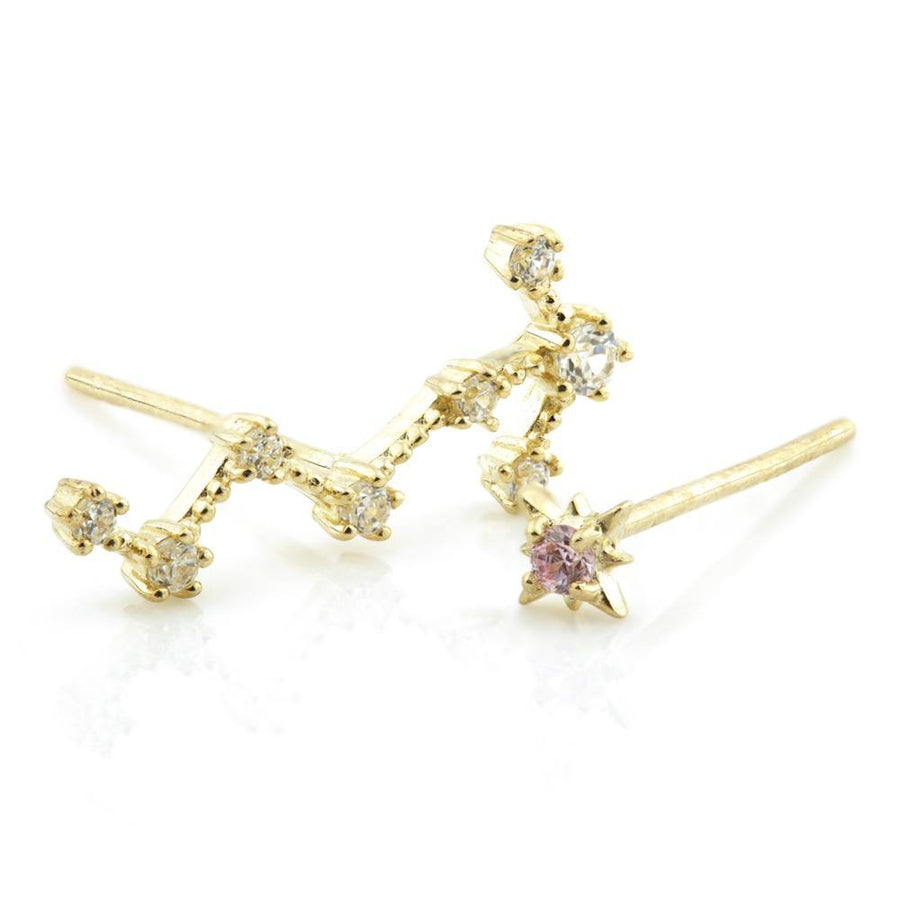 9ct Yellow Gold Gem Constellation Zodiac Earrings Studs - Scorpio - ZuZu Jewellery