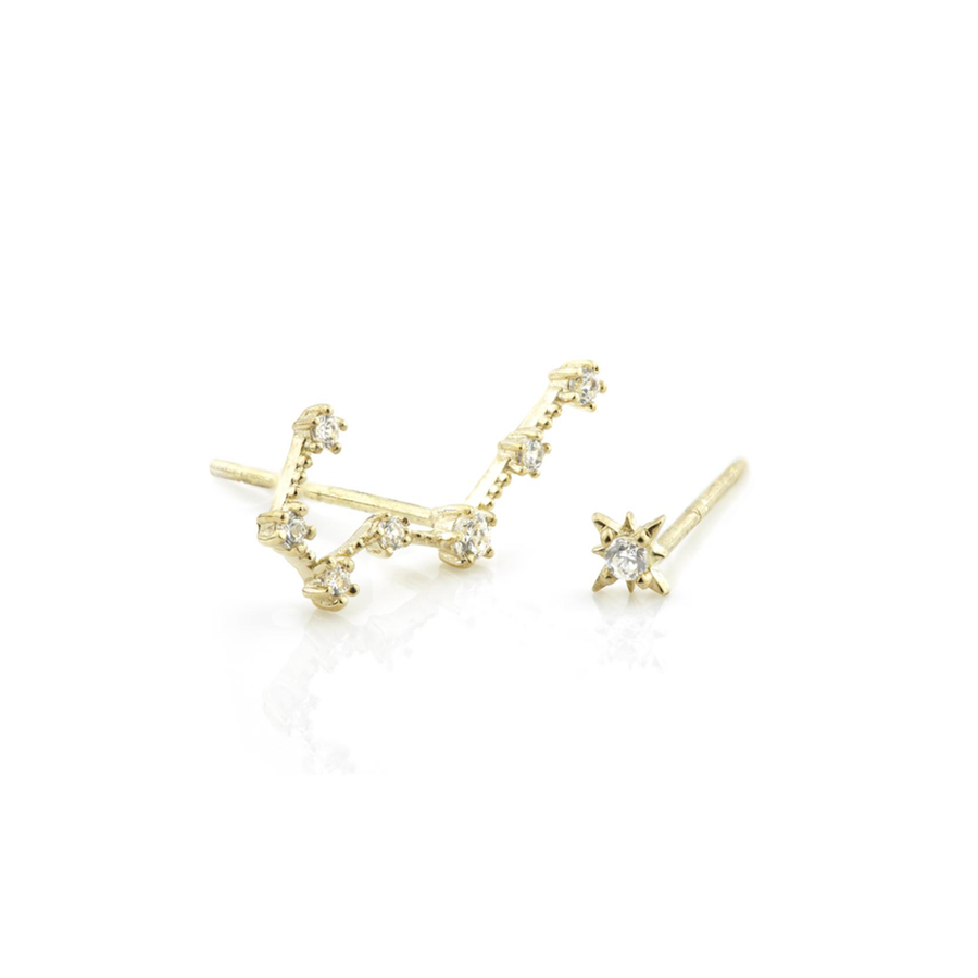 9ct Yellow Gold Gem Constellation Zodiac Earrings Studs - Taurus - ZuZu Jewellery