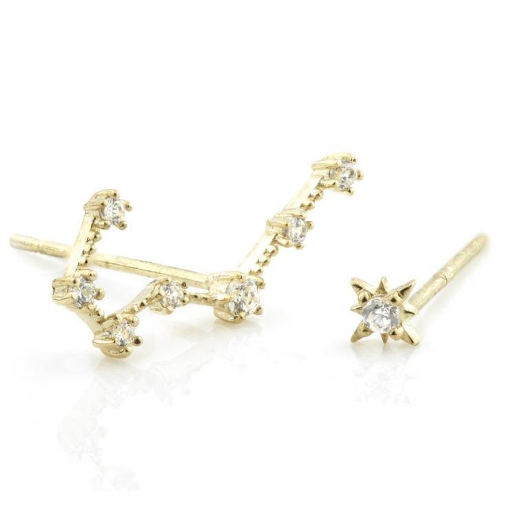 9ct Yellow Gold Gem Constellation Zodiac Earrings Studs - Taurus - ZuZu Jewellery