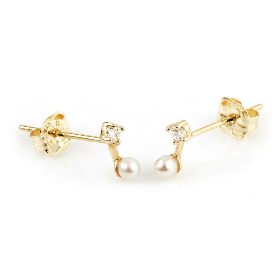9ct Gold Crystal & Pearl Stud Earrings - ZuZu Jewellery