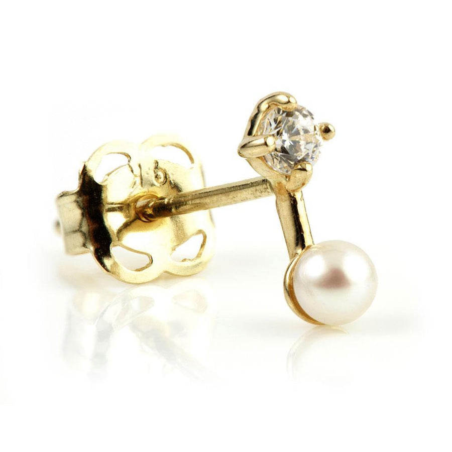 9ct Gold Crystal & Pearl Stud Earrings - ZuZu Jewellery