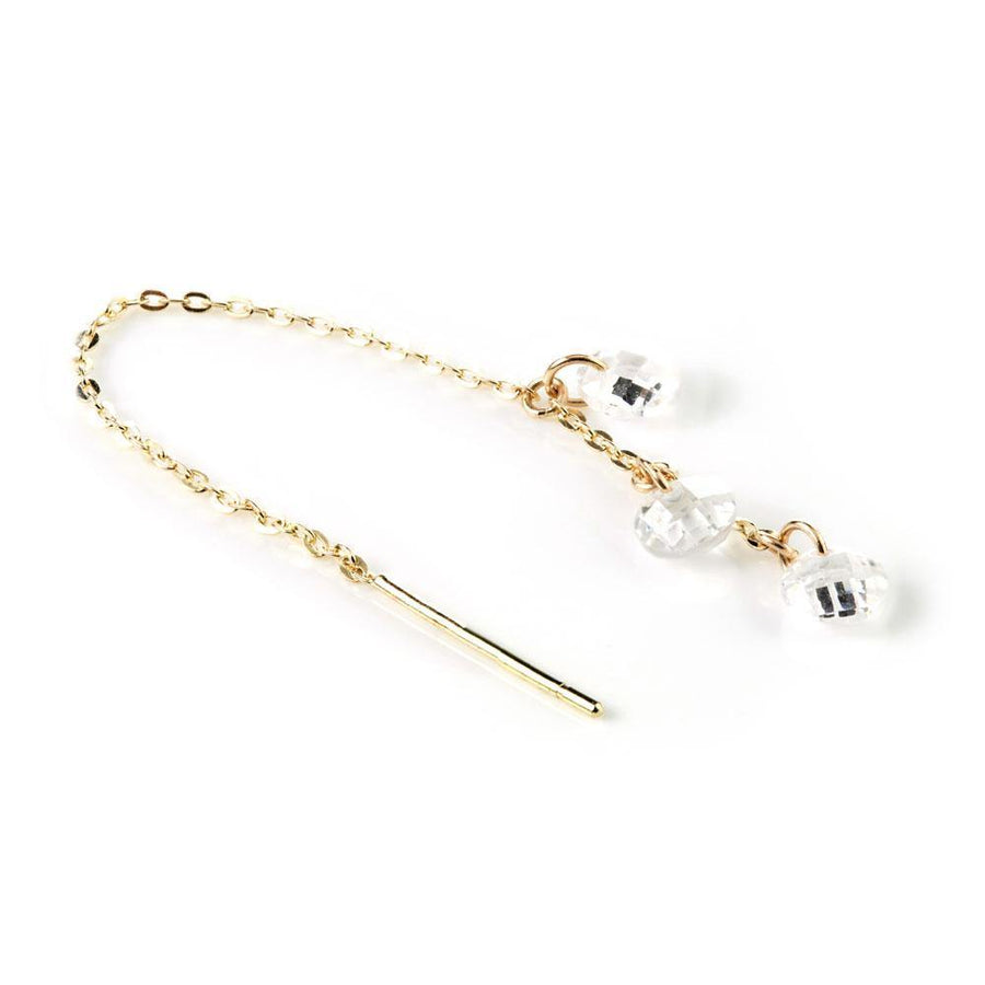 9ct Gold Hanging Crystal Threader Earrings - ZuZu Jewellery