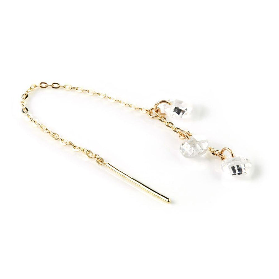 9ct Gold Hanging Crystal Threader Earrings - ZuZu Jewellery
