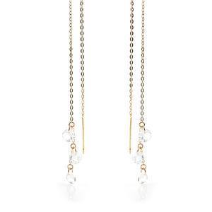 9ct Gold Hanging Crystal Threader Earrings - ZuZu Jewellery