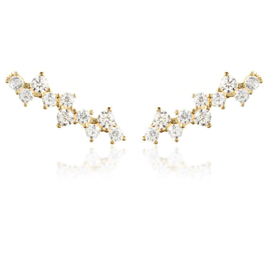 9ct Gold Crystal Zig-Zag Ear Climber Earrings - ZuZu Jewellery