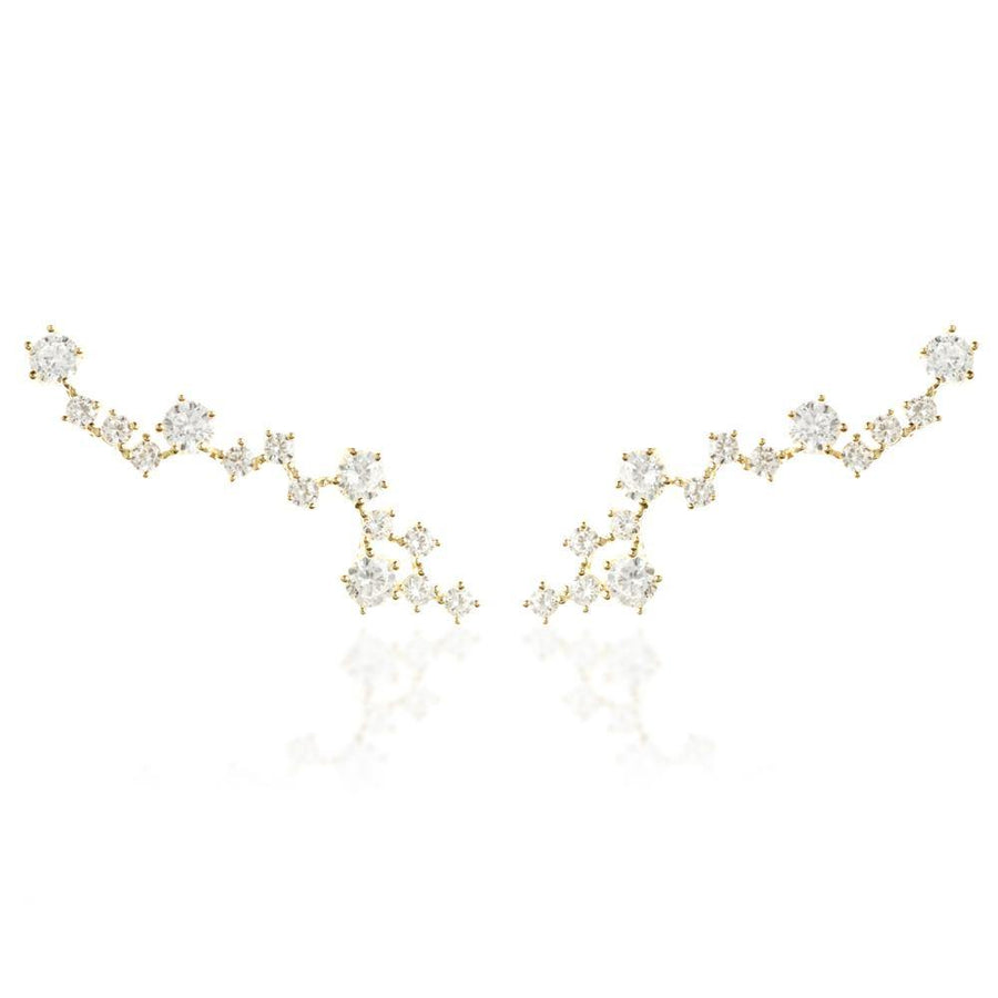 9ct Solid Gold Gem Constellation Ear Climber Earrings Studs - ZuZu Jewellery