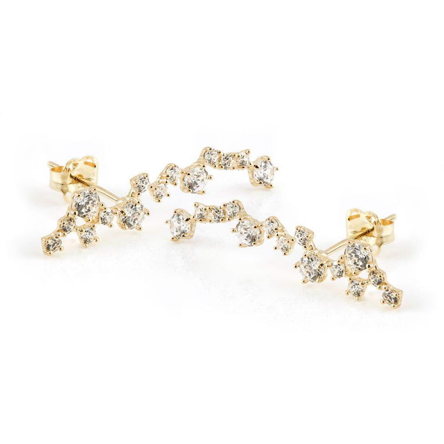 9ct Solid Gold Gem Constellation Ear Climber Earrings Studs - ZuZu Jewellery