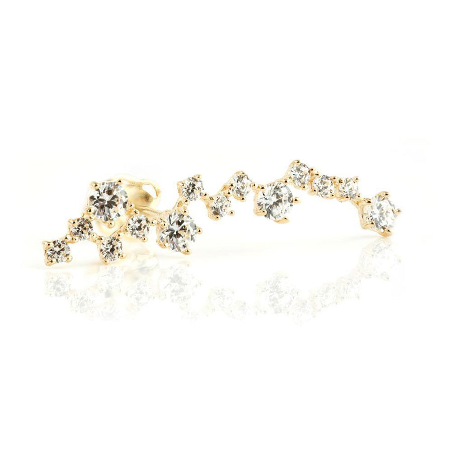 9ct Solid Gold Gem Constellation Ear Climber Earrings Studs - ZuZu Jewellery