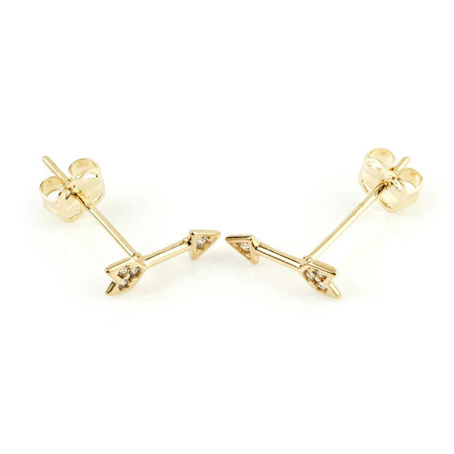 9ct Gold CZ Crystal Arrow Stud Earring - ZuZu Jewellery