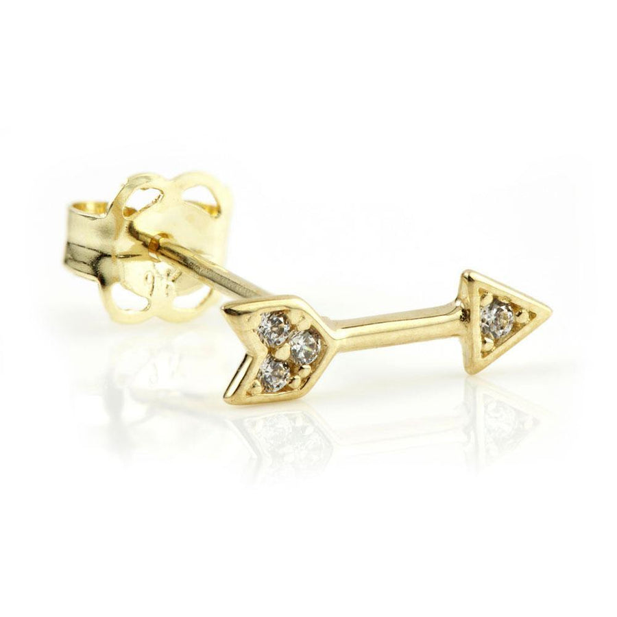 9ct Gold CZ Crystal Arrow Stud Earring - ZuZu Jewellery