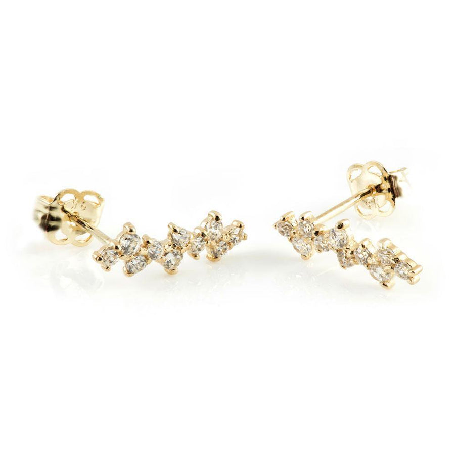9ct Gold Crystal Zig-Zag Ear Climber Earrings - ZuZu Jewellery