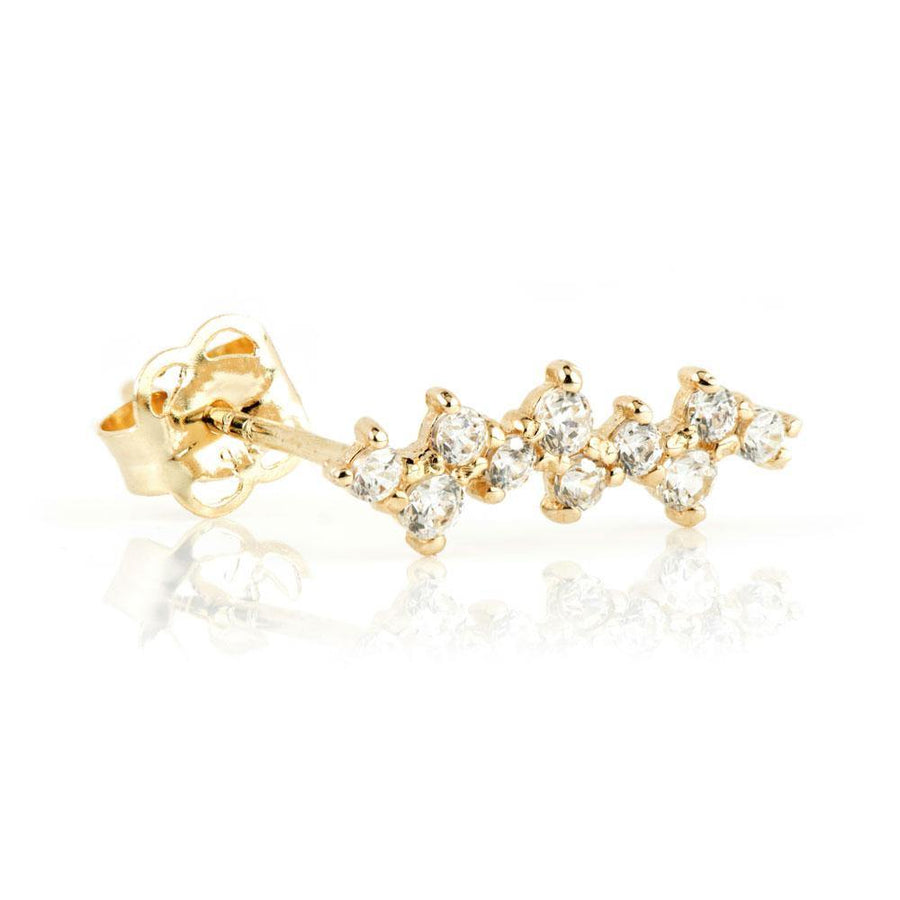 9ct Gold Crystal Zig-Zag Ear Climber Earrings - ZuZu Jewellery