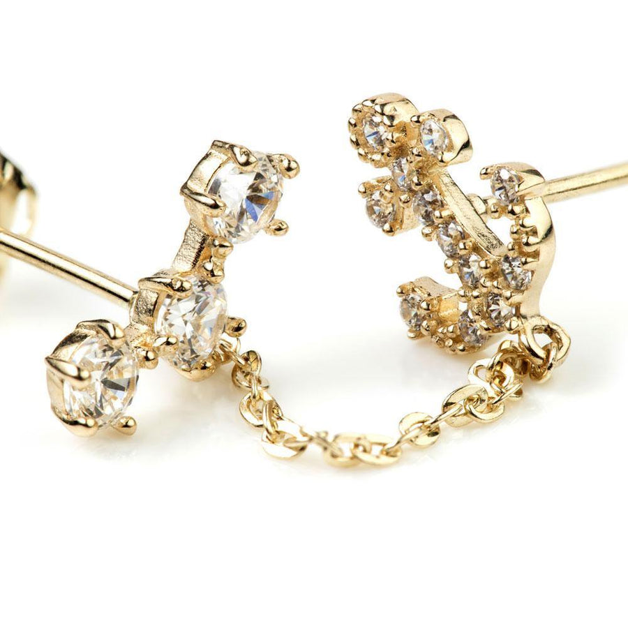 9ct Gold Crystal Anchor Double Stud Earring - ZuZu Jewellery