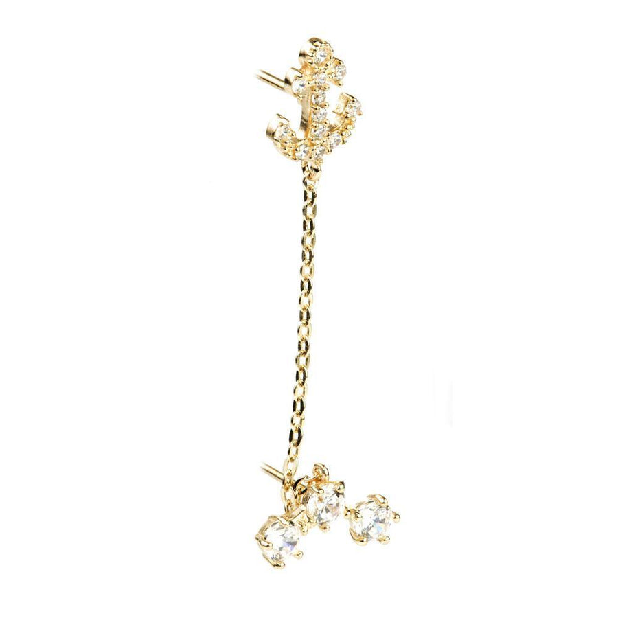 9ct Gold Crystal Anchor Double Stud Earring - ZuZu Jewellery