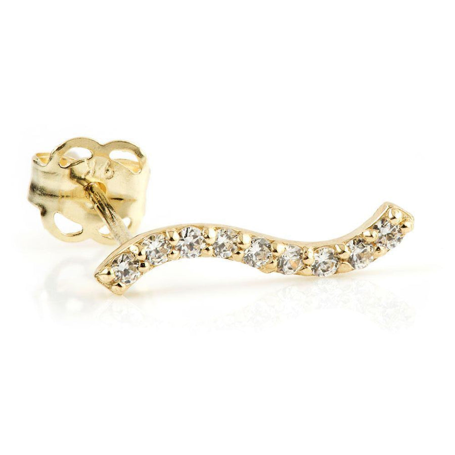 9ct Yellow Gold Gem Curved Ear Climber Earrings Studs - ZuZu Jewellery