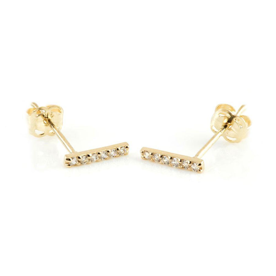 9ct Yellow Gold CZ Gem Bar Stud Earring - ZuZu Jewellery
