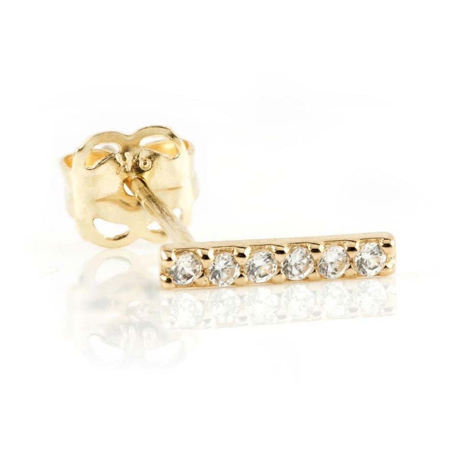9ct Yellow Gold CZ Gem Bar Stud Earring - ZuZu Jewellery