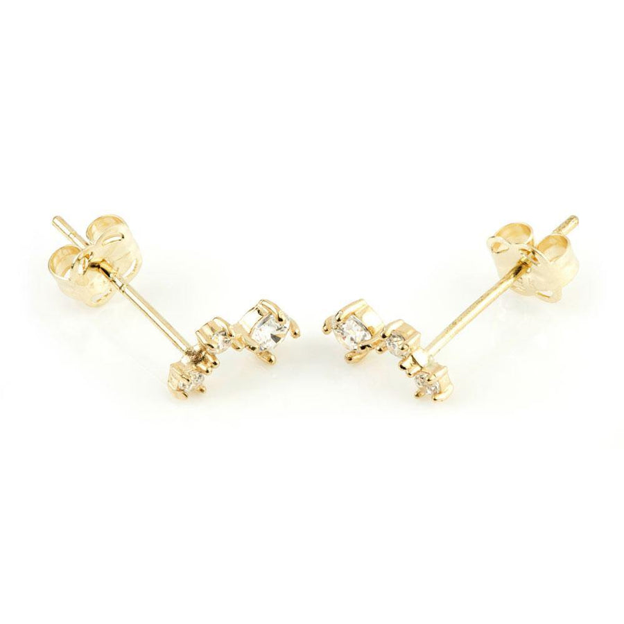 9ct Gold Mini Curved Constellation Stud Earrings - ZuZu Jewellery