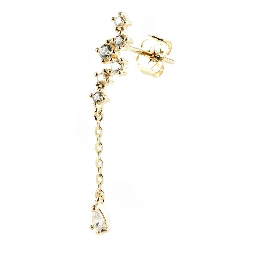 9ct Solid Gold Gem & Hanging Gem Ear Climber Earrings - ZuZu Jewellery