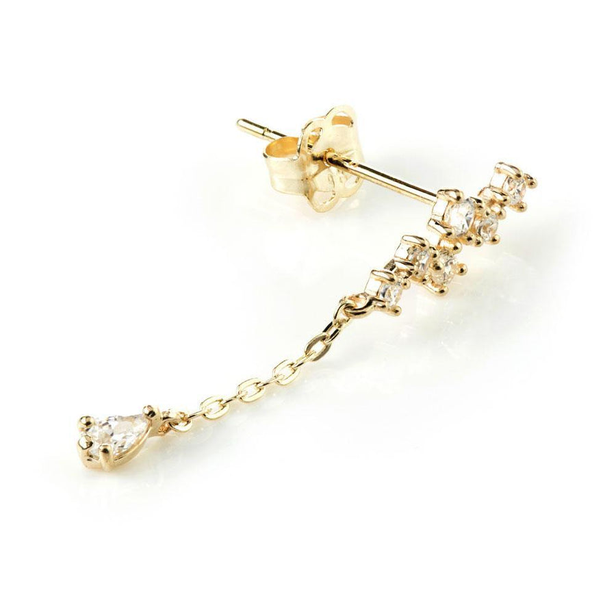 9ct Solid Gold Gem & Hanging Gem Ear Climber Earrings - ZuZu Jewellery