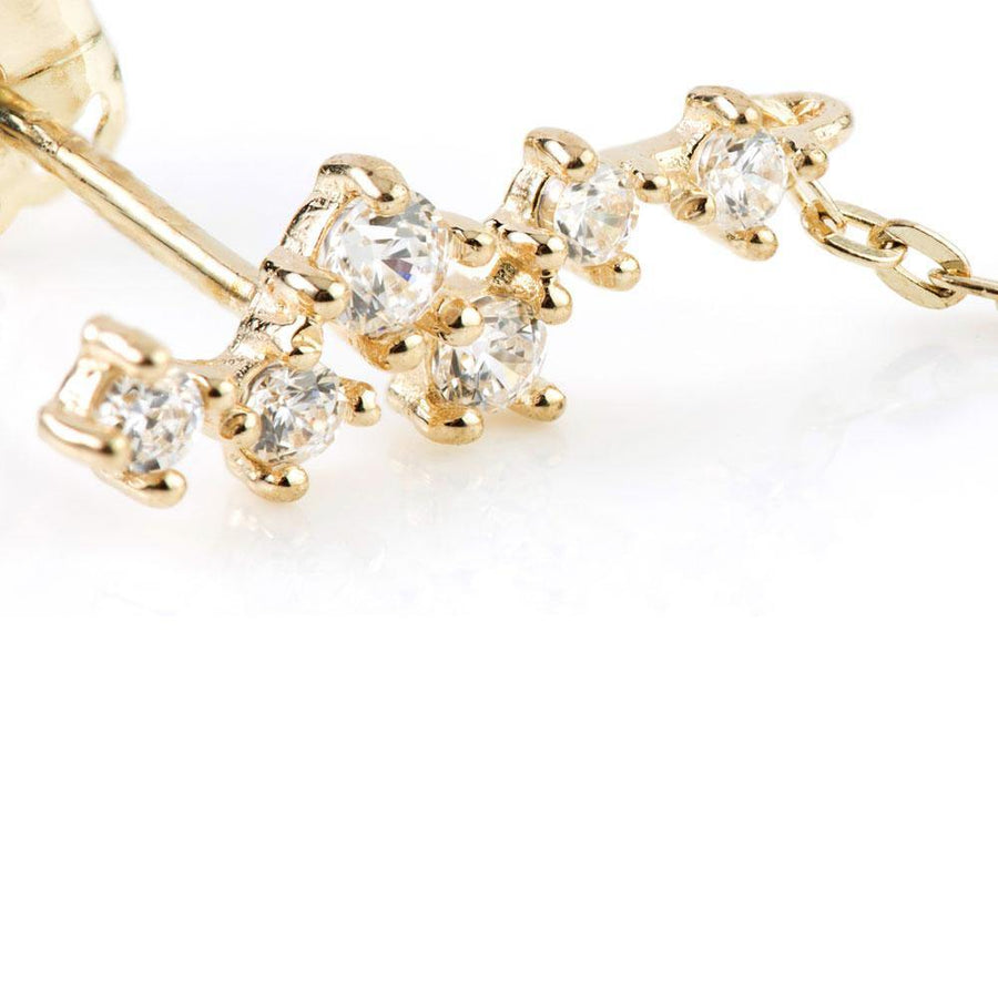 9ct Solid Gold Gem & Hanging Gem Ear Climber Earrings - ZuZu Jewellery