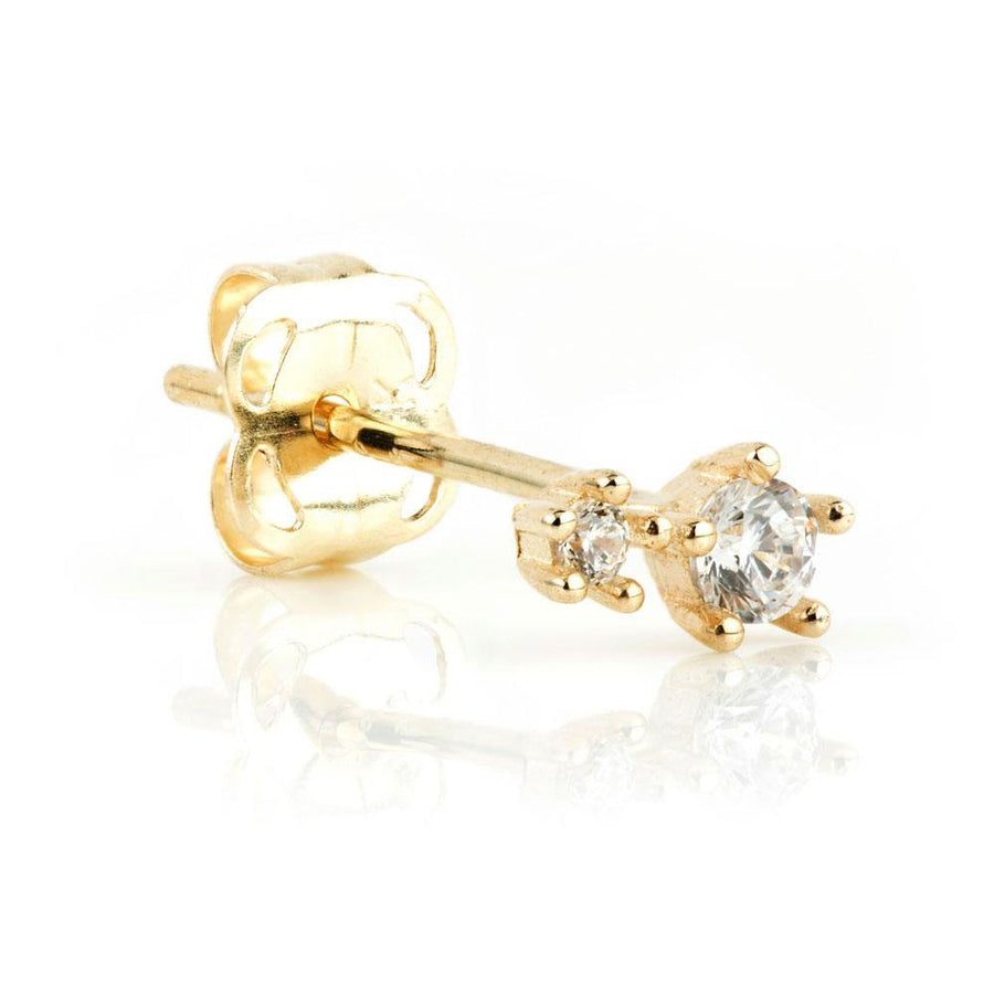 9ct Gold Double Star Gem Stud Earrings - ZuZu Jewellery