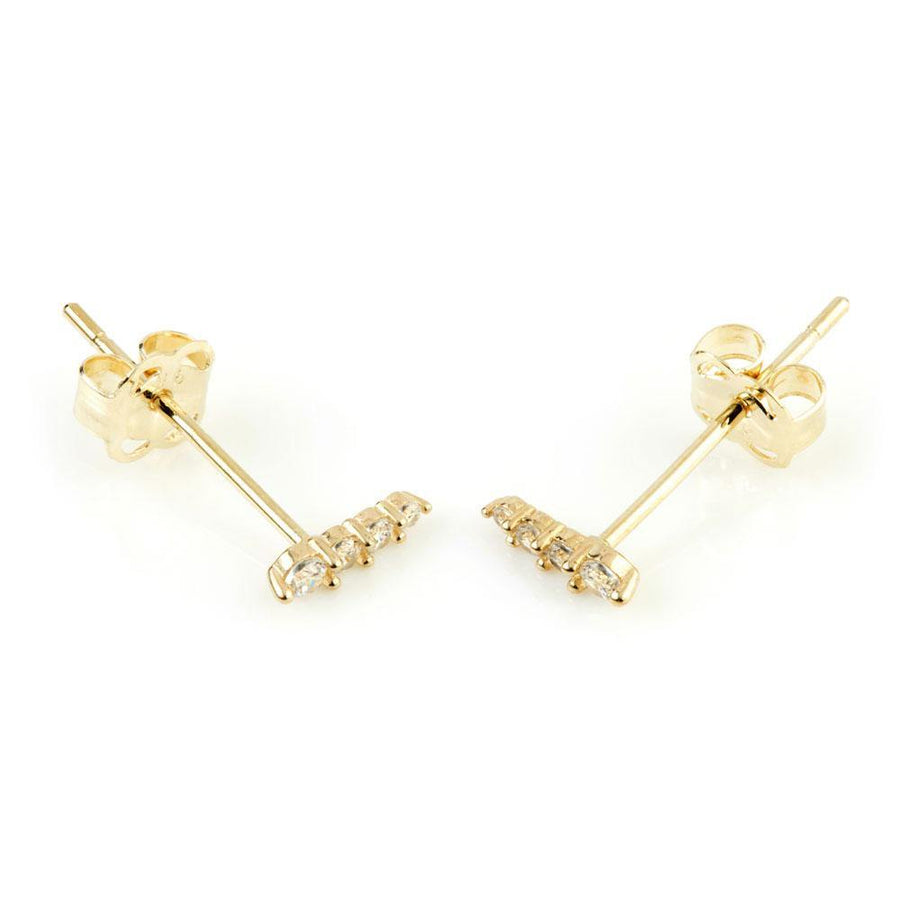 9ct Gold Multi Gem Bar Stud Earring - ZuZu Jewellery