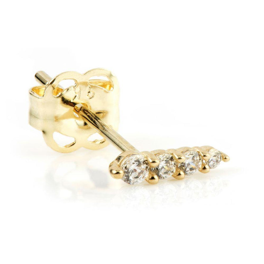 9ct Gold Multi Gem Bar Stud Earring - ZuZu Jewellery