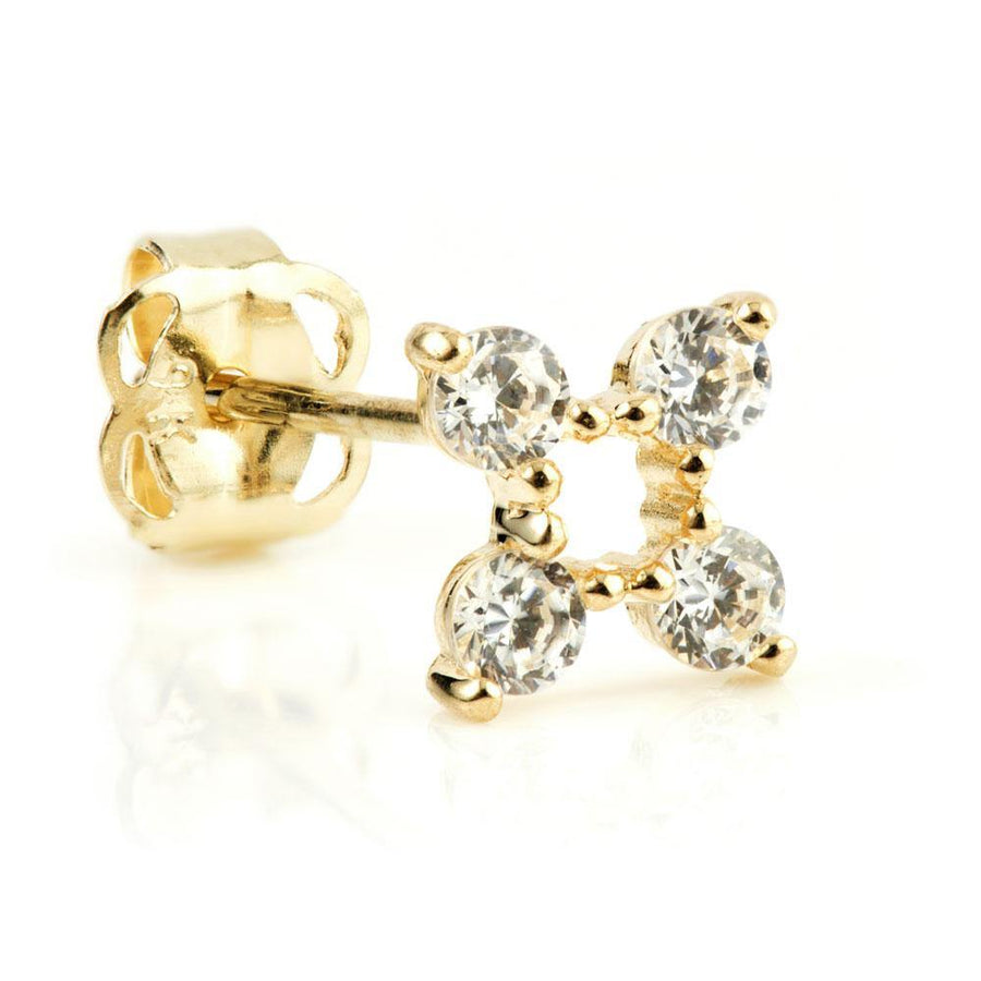 9ct Yellow Gold Crystal Flower Stud Earring - ZuZu Jewellery