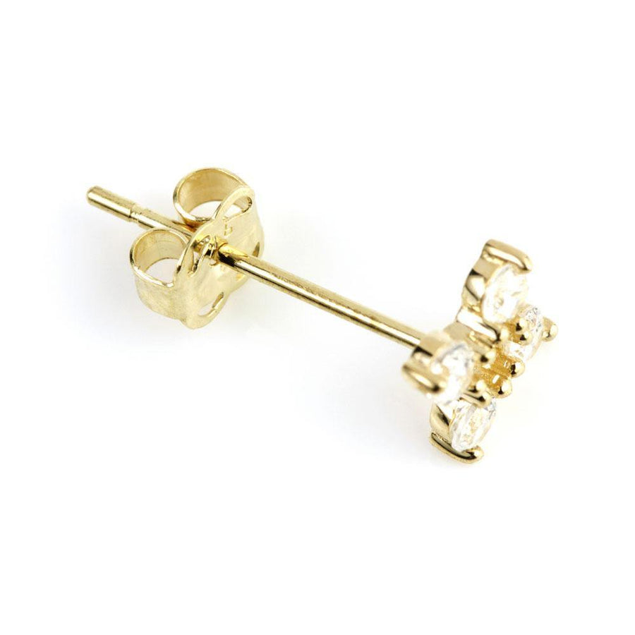 9ct Yellow Gold Crystal Flower Stud Earring - ZuZu Jewellery