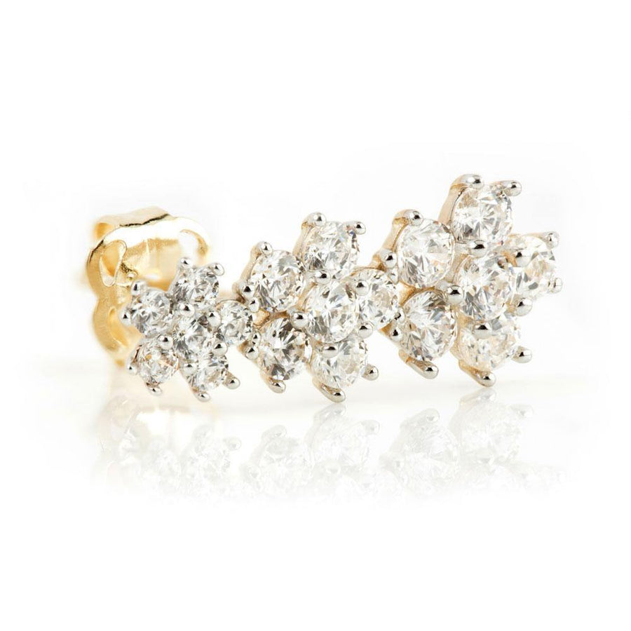 9ct Solid Gold Graduated Daisy Gem Ear Climber Earrings - ZuZu Jewellery
