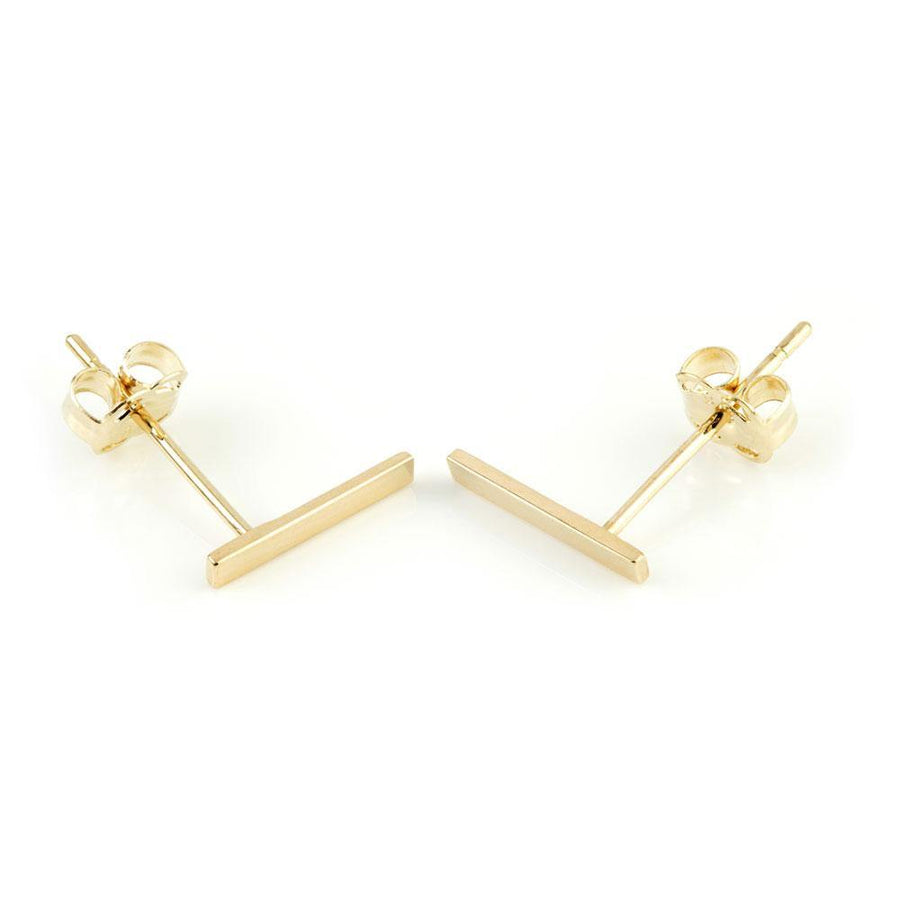 9ct Gold Plain Bar Stud Earring - ZuZu Jewellery