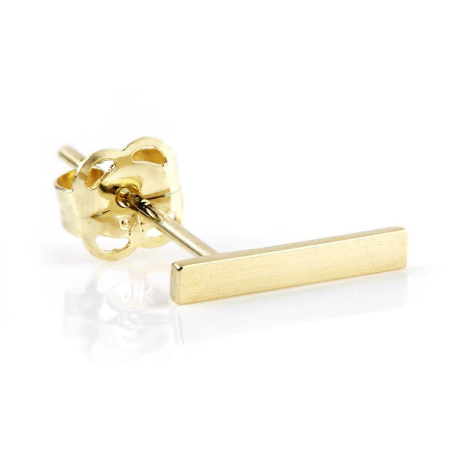 9ct Gold Plain Bar Stud Earring - ZuZu Jewellery