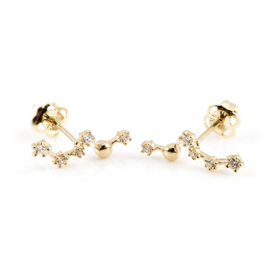 9ct Gold Gem Constellation Ear Climber Earrings Studs - ZuZu Jewellery
