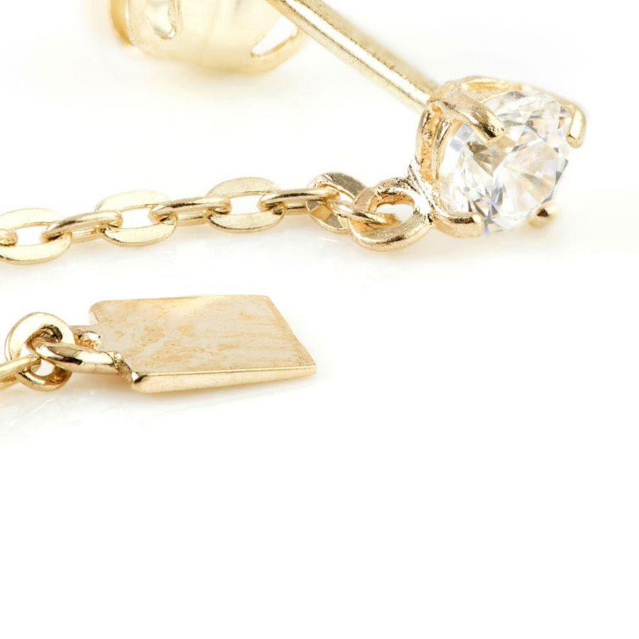 9ct Gold Chain with Gem Stud Earring - ZuZu Jewellery