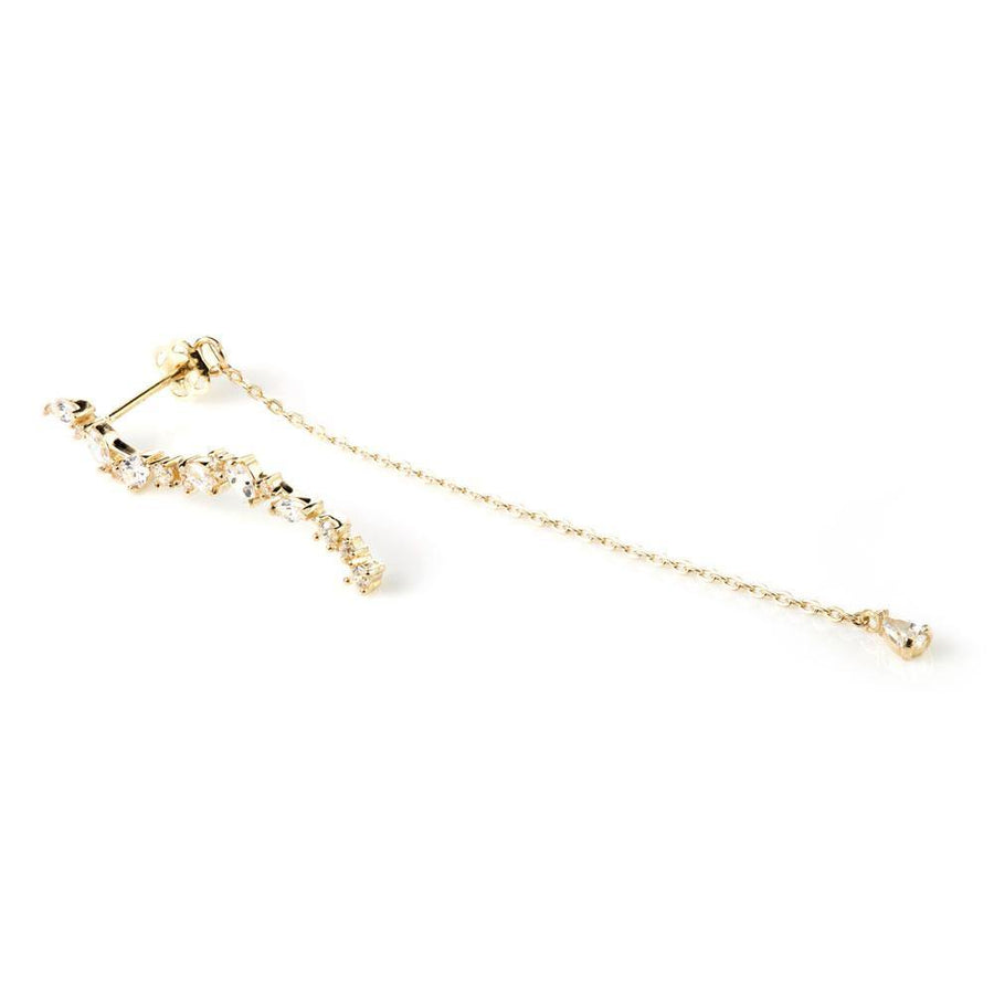 9ct Yellow Gold Gem with Gem Swirl Ear Climber Earrings Studs - ZuZu Jewellery