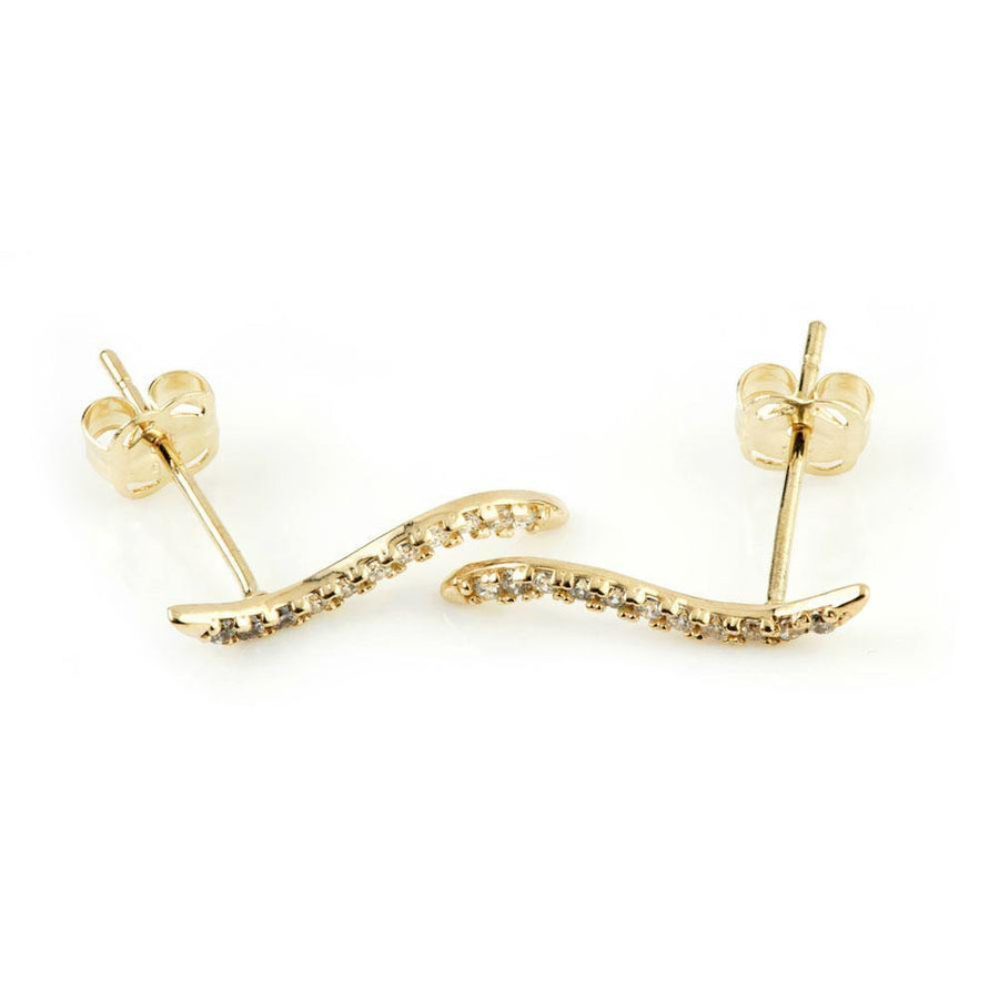 9ct Solid Gold Gem Swerve Ear Climber Earrings - ZuZu Jewellery