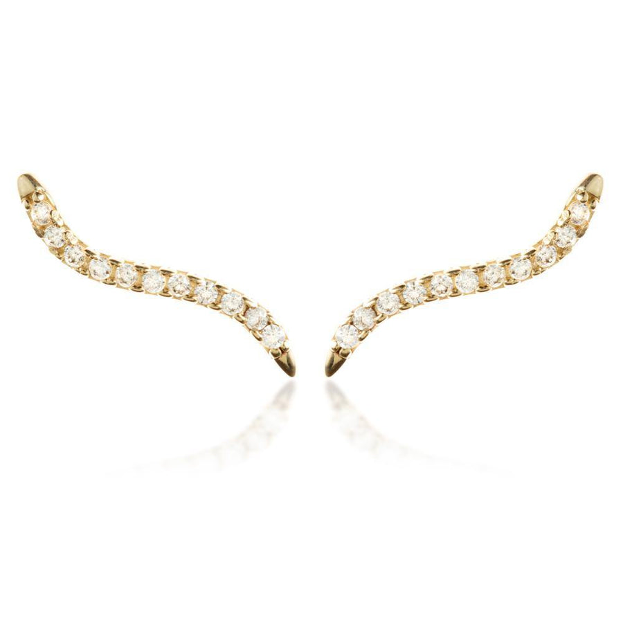9ct Solid Gold Gem Swerve Ear Climber Earrings - ZuZu Jewellery