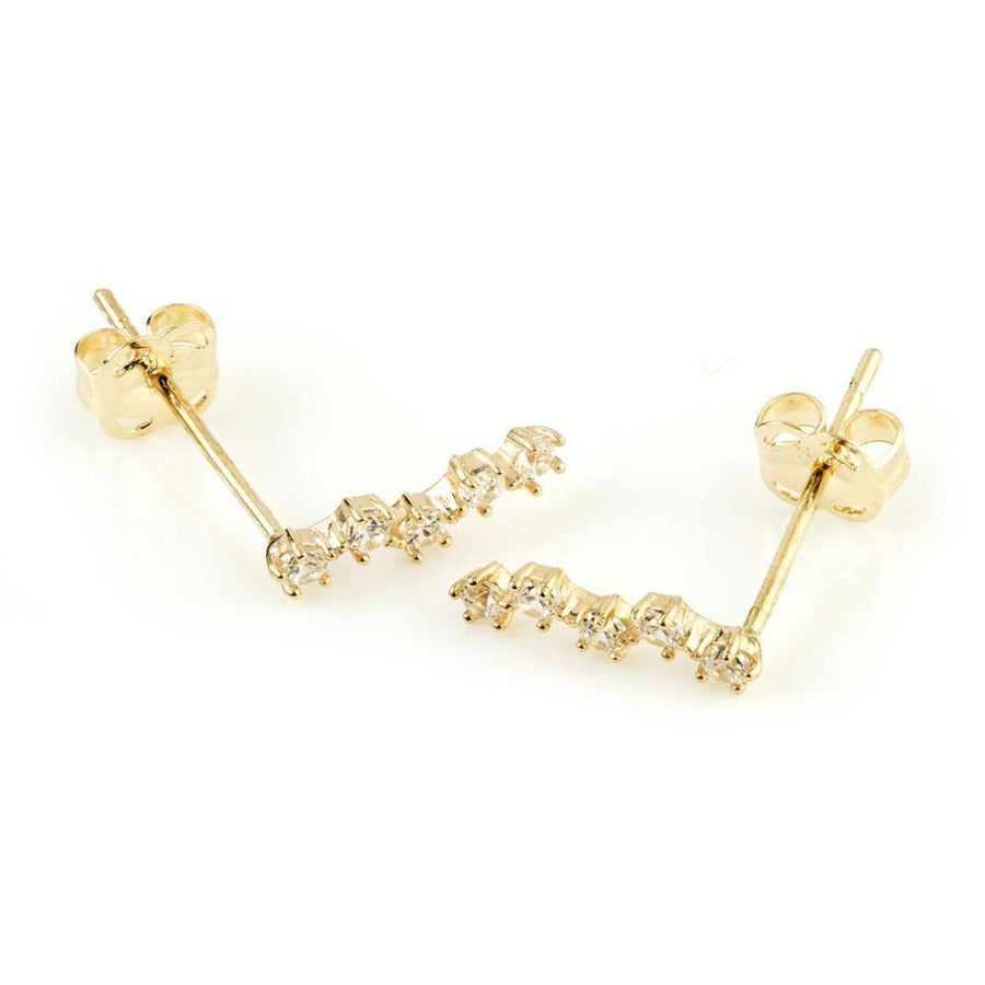 9ct Solid Gold Gem Star Ear Climber Earrings - ZuZu Jewellery